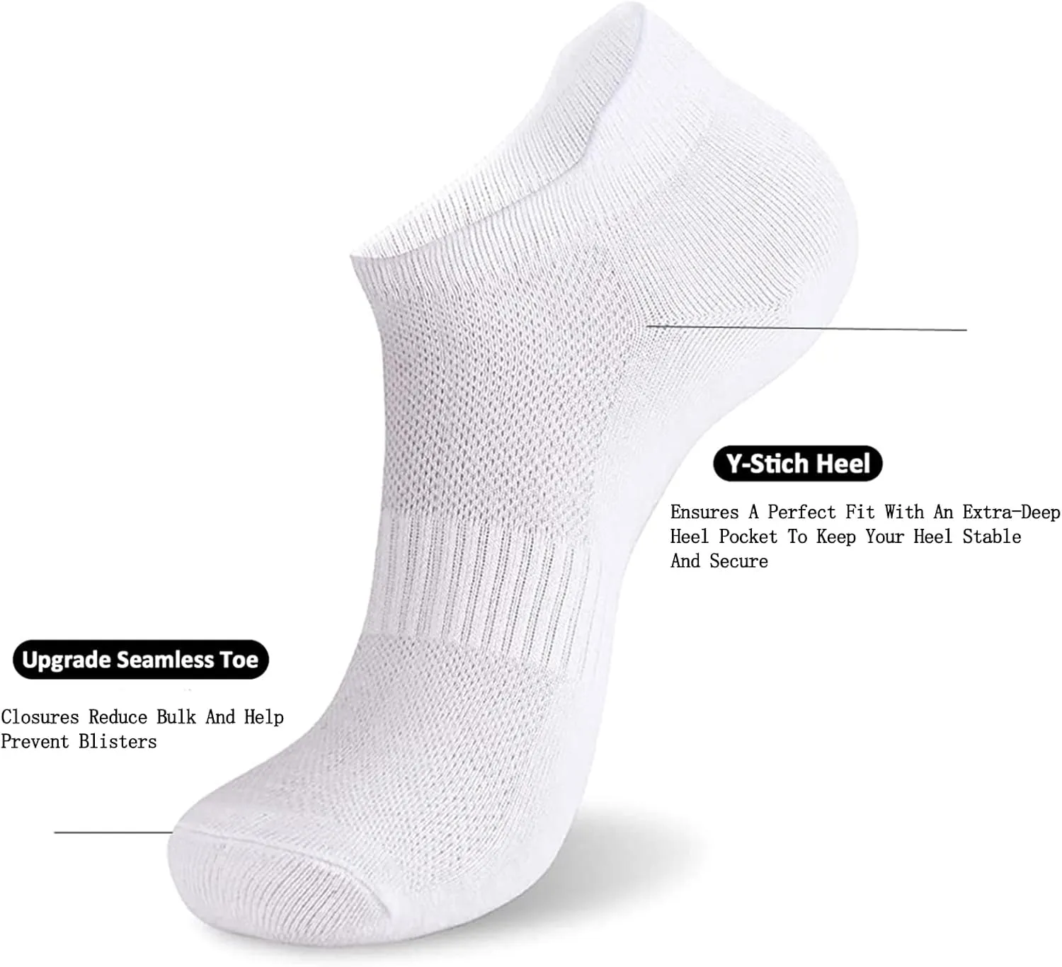 brookhaus Women's Ankle Running Socks 6/10 Pairs - Low Cut Cotton No-Show Athletic Socks with Tab for Sports, Casual, Workout