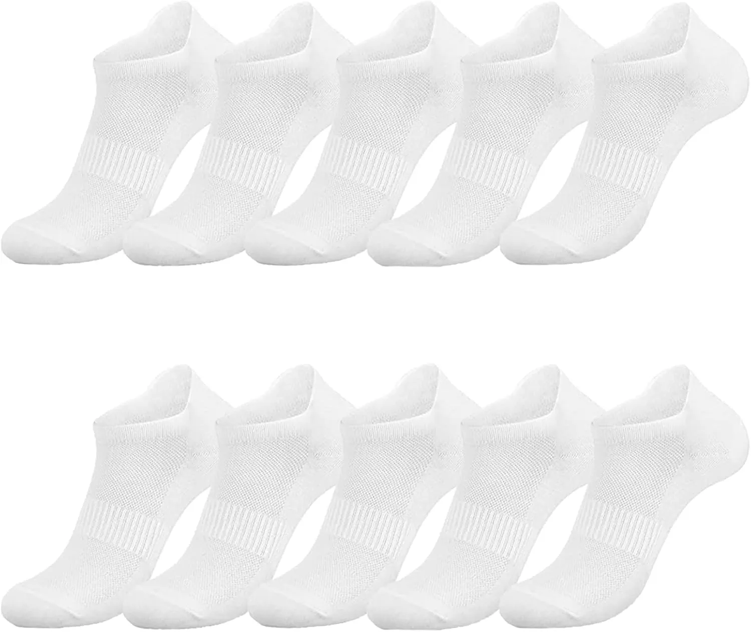 brookhaus Women's Ankle Running Socks 6/10 Pairs - Low Cut Cotton No-Show Athletic Socks with Tab for Sports, Casual, Workout