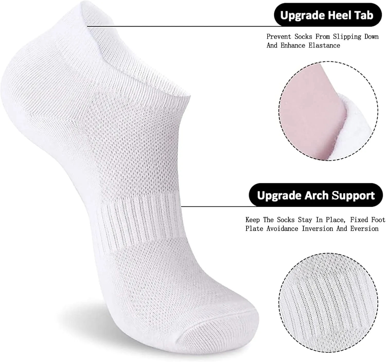 brookhaus Women's Ankle Running Socks 6/10 Pairs - Low Cut Cotton No-Show Athletic Socks with Tab for Sports, Casual, Workout