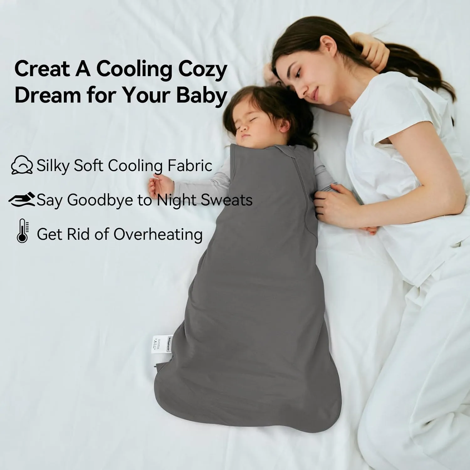 BubblePanda Cooling Summer Sleep Sack 0.5 Tog 0-6 Months Q-Max 0.3 Soft Lightweight Sleep Sack 3-6 Months Baby Cooling Blanket for Hot Sleeper Night Sweats for Infant Newborn Transition