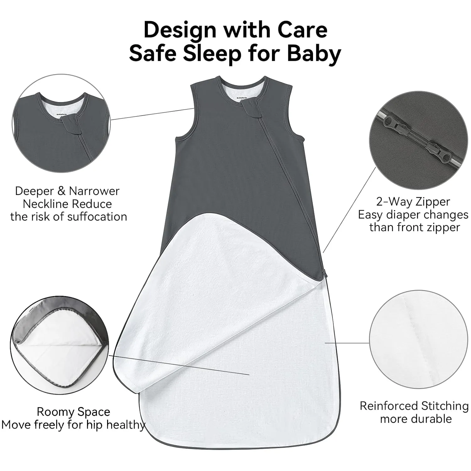 BubblePanda Cooling Summer Sleep Sack 0.5 Tog 0-6 Months Q-Max 0.3 Soft Lightweight Sleep Sack 3-6 Months Baby Cooling Blanket for Hot Sleeper Night Sweats for Infant Newborn Transition