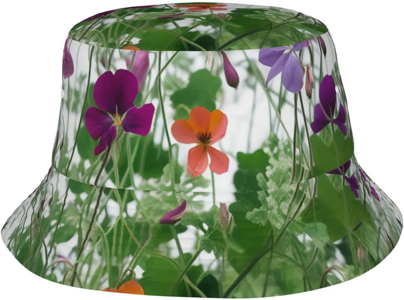 Bucket Hat for Men Women Packable Breathable Sun Hats Fisherman Hats Outdoor Summer Travel Hiking Beach Caps Garden Wildflowers Black