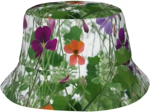 Bucket Hat for Men Women Packable Breathable Sun Hats Fisherman Hats Outdoor Summer Travel Hiking Beach Caps Garden Wildflowers Black
