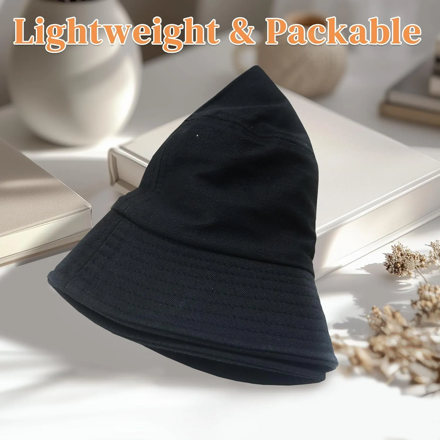 Bucket Hats for Woman Men with Detachable Strings Fishing Hat Summer Wide Brim Protection Sun Hat