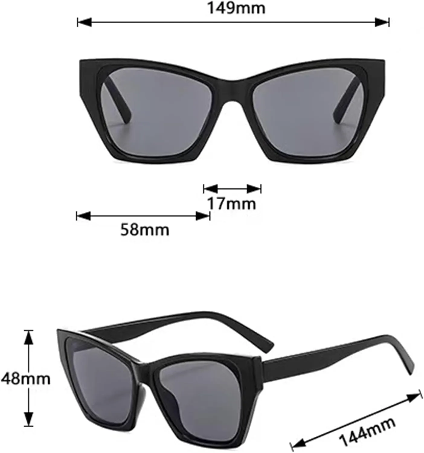 bullabulling Demi Cat Eye Sunglasses for Women Cateye Frames Fashion Vintage Square Classic Retro Sun Glasses