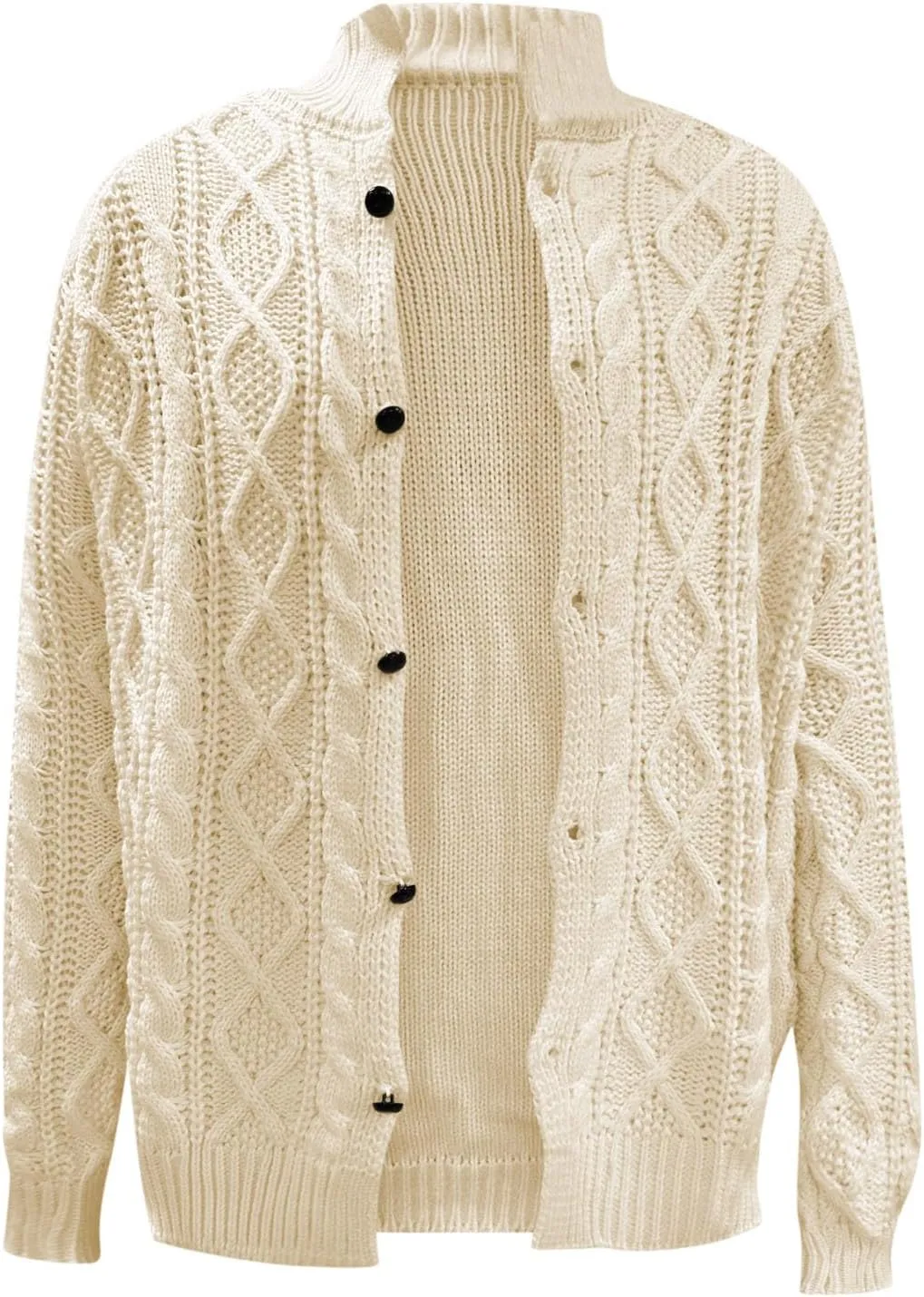 Cable Knit Cardigan for Men Casual Chunky Sweater Coat Long Sleeve Fall Winter Knitted Button Down Sweaters Jacket
