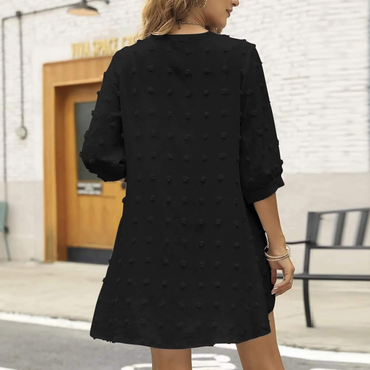 Cardigan for Women 3/4 Sleeve Swiss Dots Lightweight Summer Open Front Kimono Cardigans Casual Loose Beach Cover Up