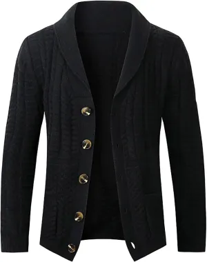 Cardigan Sweaters for Men Button Down Cardigan Jacket Shawl Collar Sweater Plus Size Knit Cardigan Vintage Sweaters