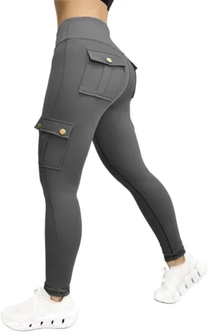 Cargo Leggings for Women High Elastic Tight Yoga Pants Quick Drying Running Trousers Running Pants Gym Tights