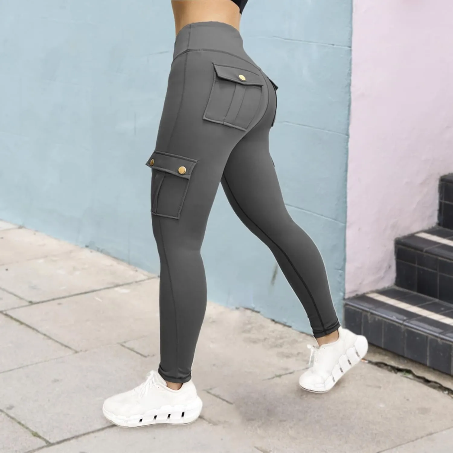 Cargo Leggings for Women High Elastic Tight Yoga Pants Quick Drying Running Trousers Running Pants Gym Tights