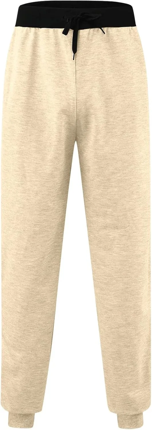 Cargo Pants for Men Big and Tall Hiking Outdoor Men's Heavyweight Fleece Cargo Sweatpants Stretch Elastic Waist Baggy