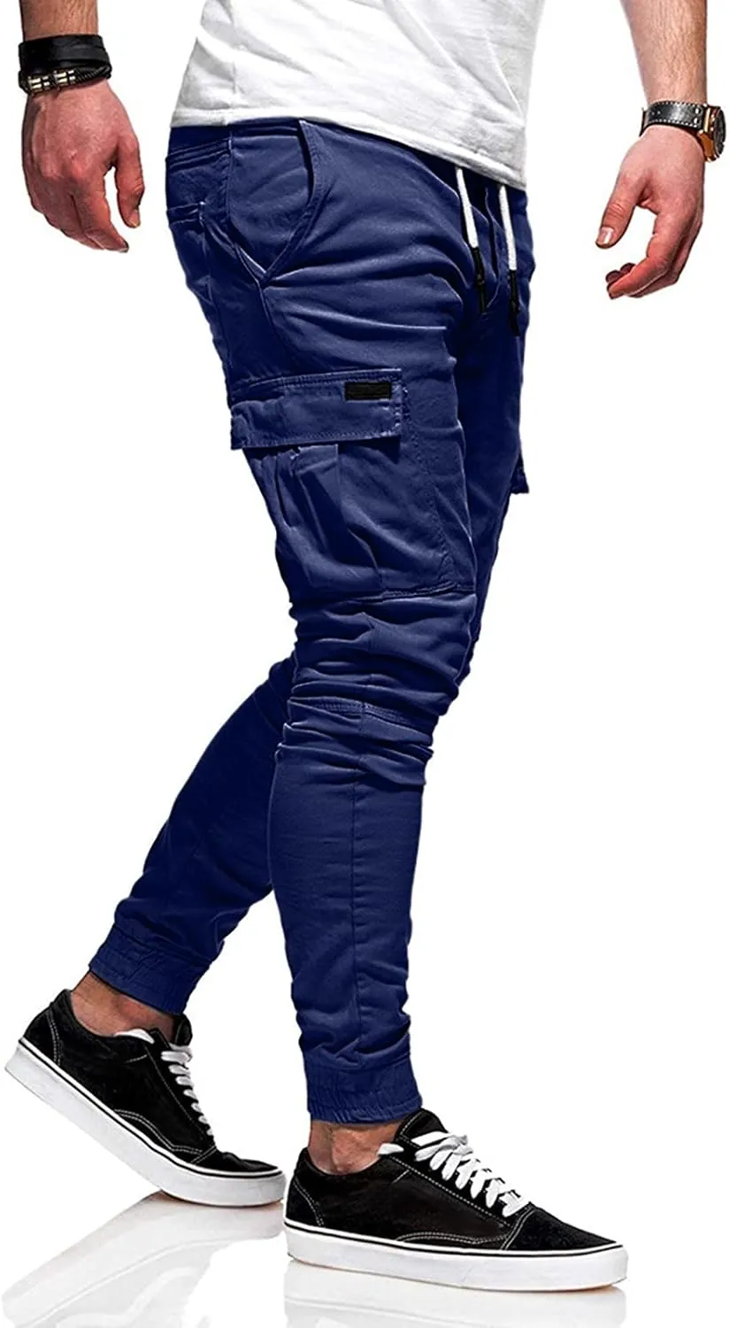 Cargo Pants for Men Big and Tall Pants Jogger Pants for Men Plain Wild Cargo Pant Fall Winter Elastic Drawstring Pant
