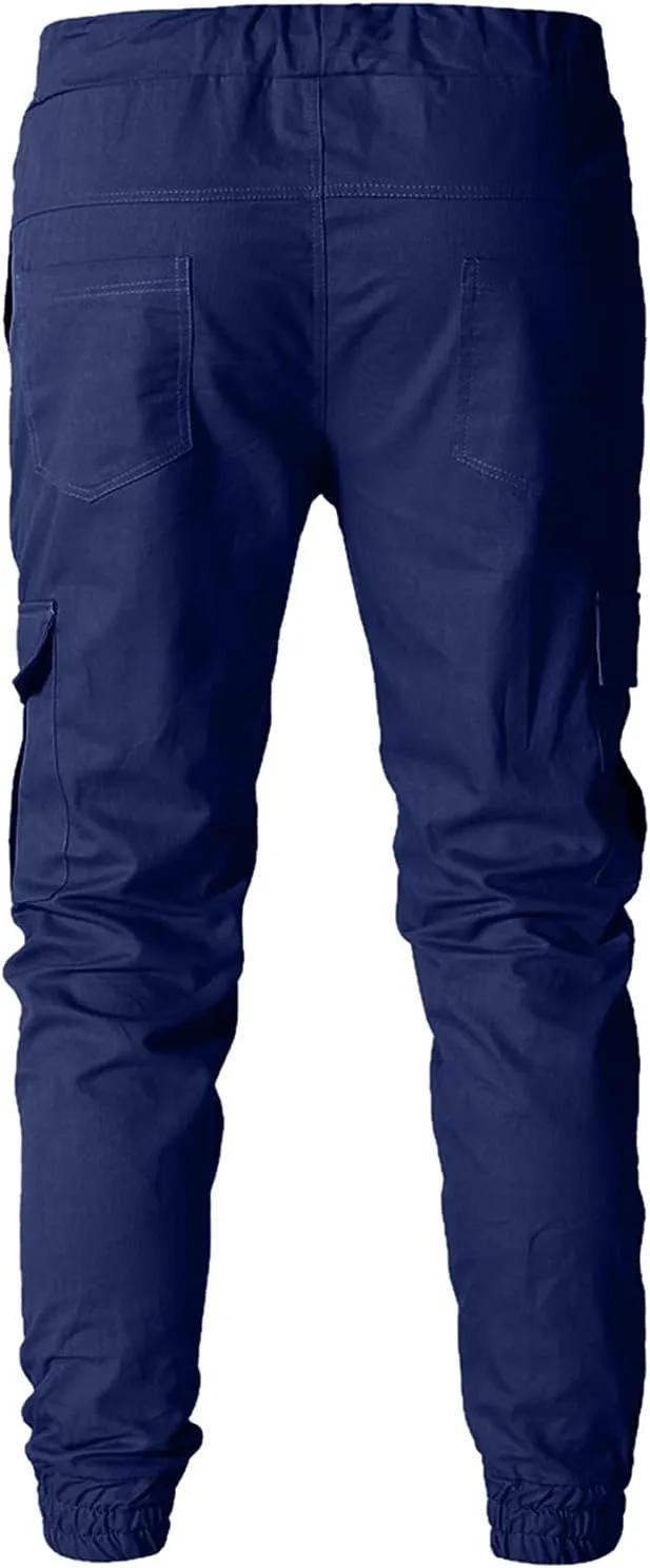 Cargo Pants for Men Big and Tall Pants Jogger Pants for Men Plain Wild Cargo Pant Fall Winter Elastic Drawstring Pant