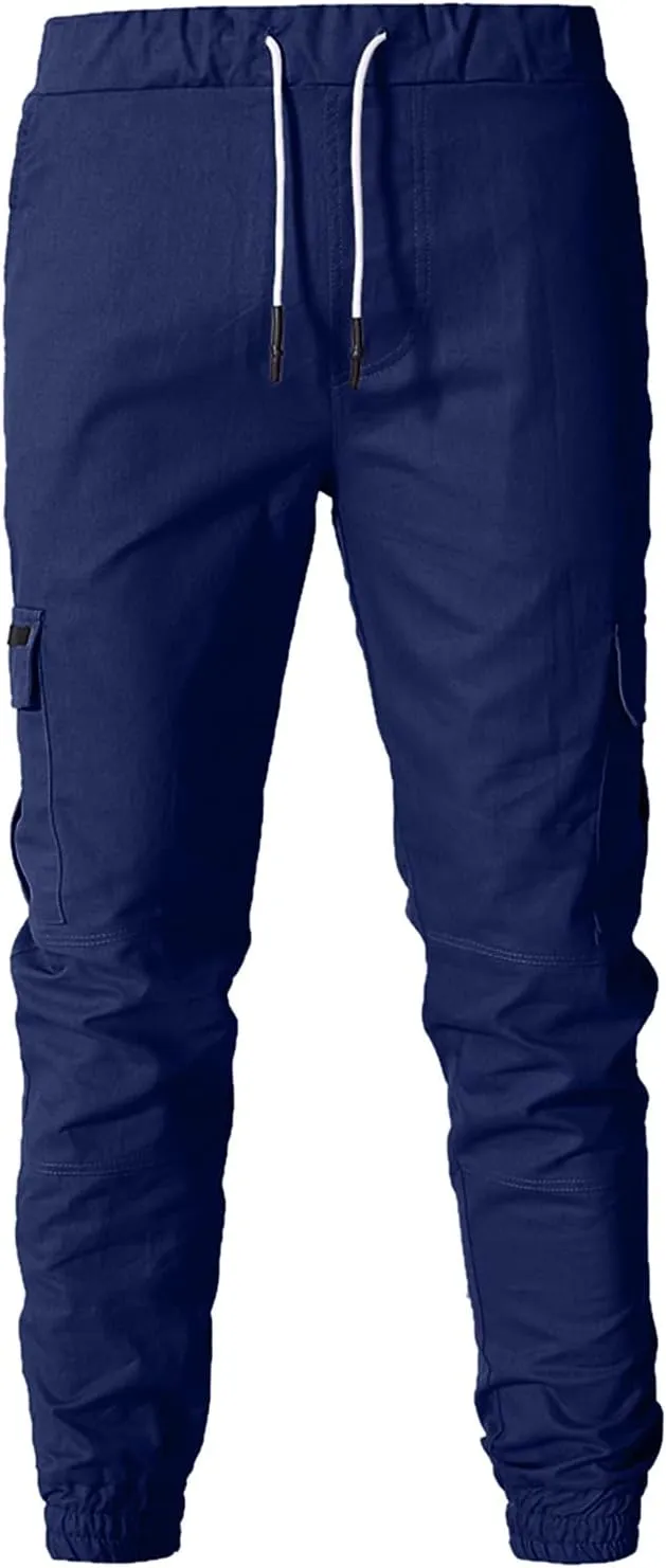 Cargo Pants for Men Big and Tall Pants Jogger Pants for Men Plain Wild Cargo Pant Fall Winter Elastic Drawstring Pant