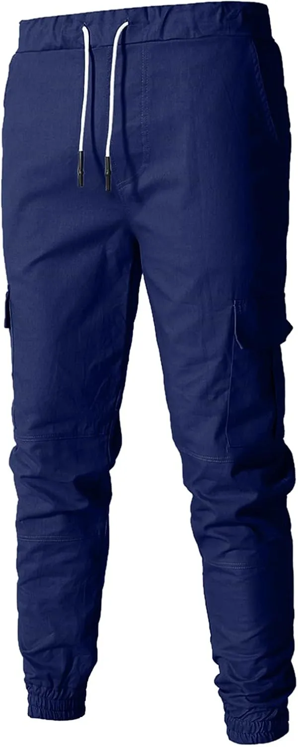 Cargo Pants for Men Big and Tall Pants Jogger Pants for Men Plain Wild Cargo Pant Fall Winter Elastic Drawstring Pant