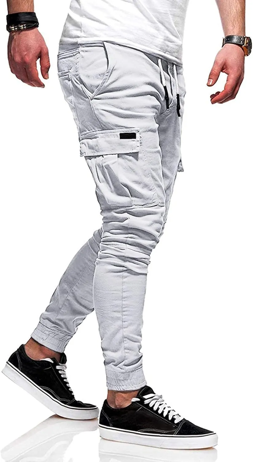 Cargo Pants for Men Joggers Elastic Waist Athletic Workout Jogger Drawstring Sport Pants Mens Sweatpants with Pockets