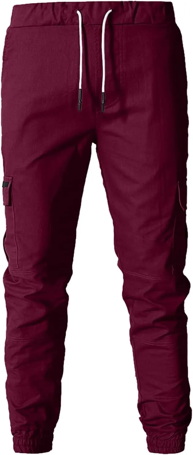 Cargo Pants for Men Joggers Elastic Waist Athletic Workout Jogger Drawstring Sport Pants Mens Sweatpants with Pockets