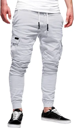 Cargo Pants for Men Joggers Elastic Waist Athletic Workout Jogger Drawstring Sport Pants Mens Sweatpants with Pockets