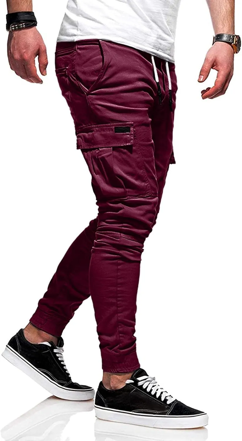 Cargo Pants for Men Joggers Elastic Waist Athletic Workout Jogger Drawstring Sport Pants Mens Sweatpants with Pockets