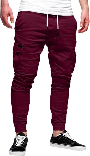 Cargo Pants for Men Joggers Elastic Waist Athletic Workout Jogger Drawstring Sport Pants Mens Sweatpants with Pockets