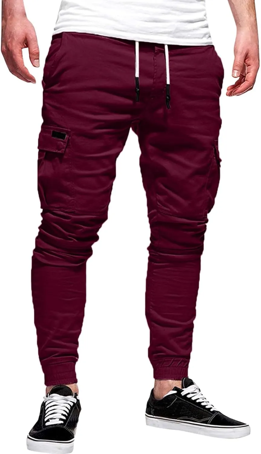 Cargo Pants for Men Joggers Elastic Waist Athletic Workout Jogger Drawstring Sport Pants Mens Sweatpants with Pockets