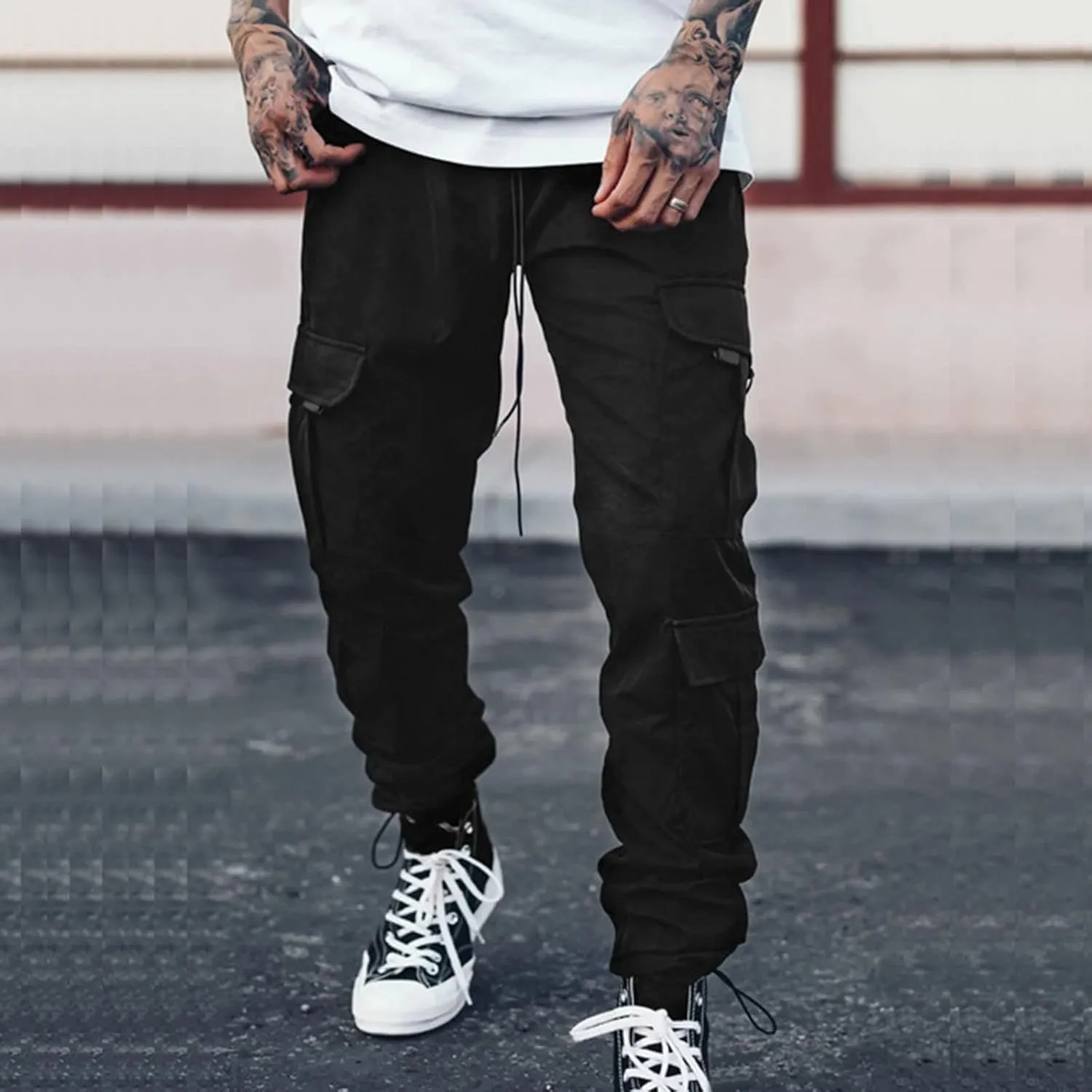 Cargo Pants for Men Joggers Pants with 6 Pocket Lightweight Casual Baggy Overalls Jogger Sports Outdoor Trousers Mens