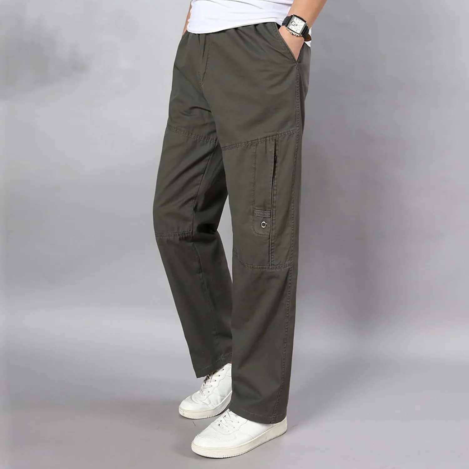 Cargo Sweatpants for Men Big and Tall for Men Casual Heavyweight Sweatpants Classic Fit Pockets Cargo Work Pants Wild
