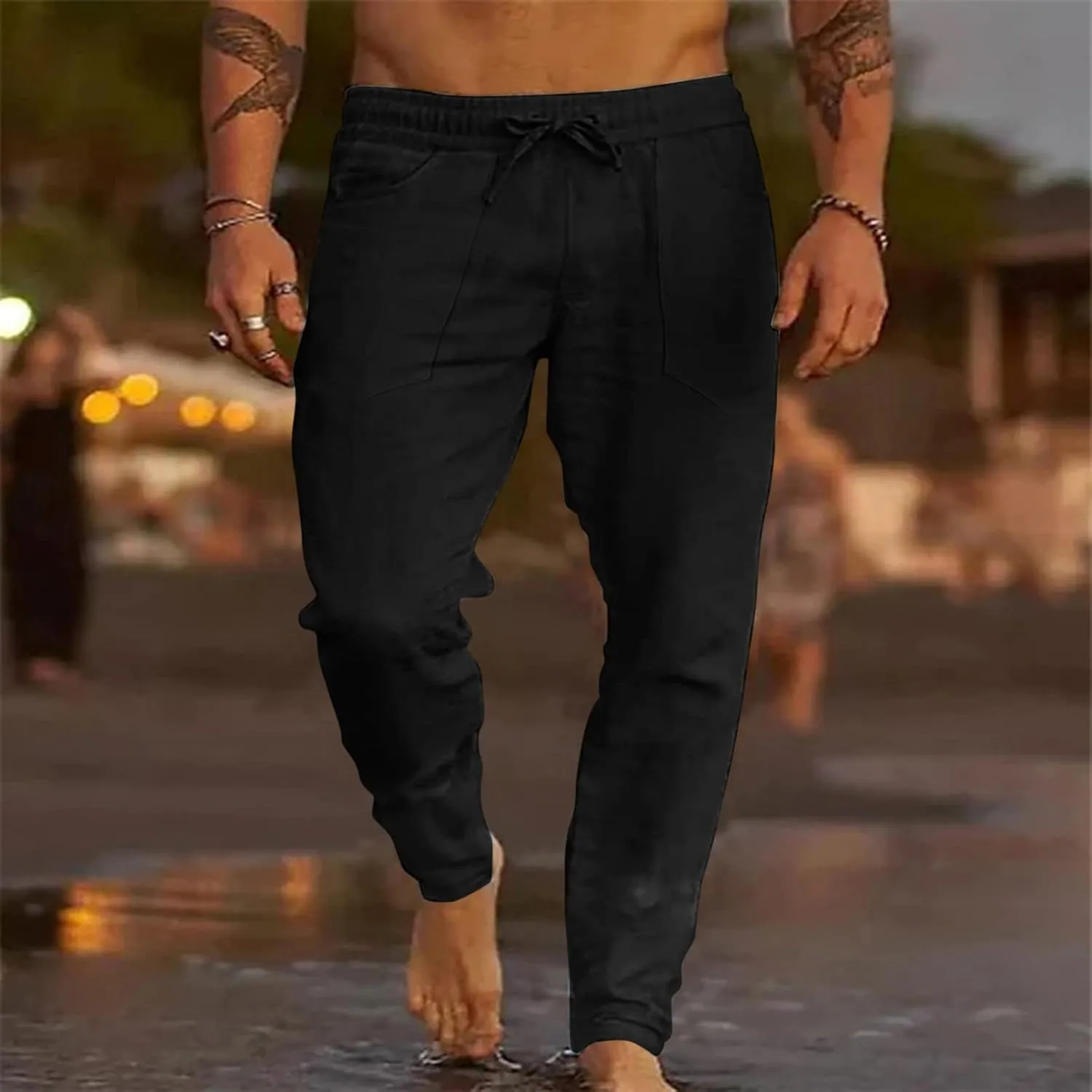 Cargo Trousers for Men Gym Running Workout Pants Athletic Drawstring Joggers Sweatpants Trousers Men's Heavyweight