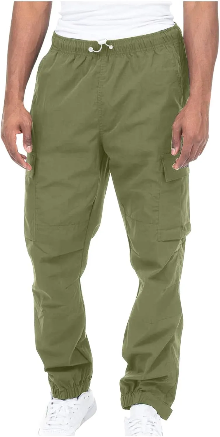 Cargo Trousers for Men Workout Sports Pant Men's Cargo Pants Elastic Waist Joggers Solid Casual Multi Pockets Outdoor