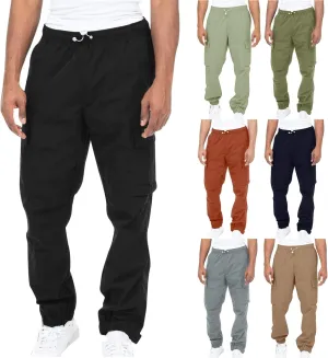 Cargo Trousers for Men Workout Sports Pant Men's Cargo Pants Elastic Waist Joggers Solid Casual Multi Pockets Outdoor