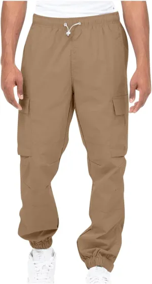 Cargo Trousers for Men Workout Sports Pant Men's Cargo Pants Elastic Waist Joggers Solid Casual Multi Pockets Outdoor