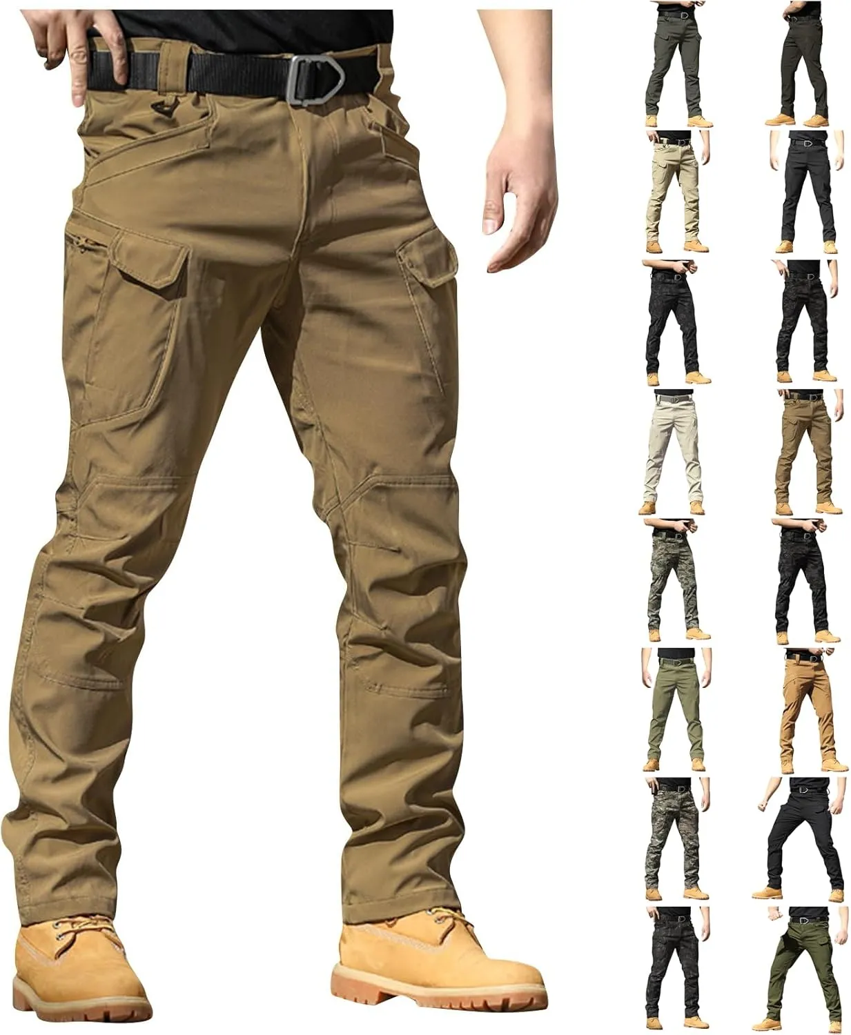 Cargo Work Pants for Men Waterproof Ripstop Flex Camo Tactical Pants Lightweight Outdoor Hiking Pants with Pockets