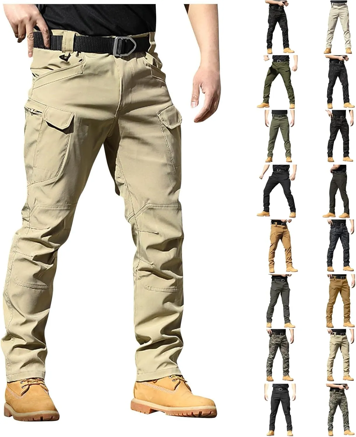 Cargo Work Pants for Men Waterproof Ripstop Flex Camo Tactical Pants Lightweight Outdoor Hiking Pants with Pockets
