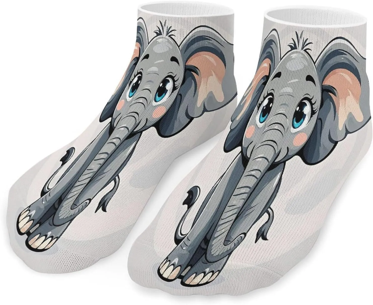 Cartoon Elephant Socks Low Cut Ankle Short Sock Novelty Casual Invisible Liner Socks for Men Women