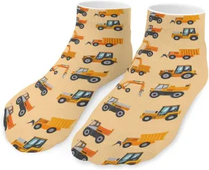 Cartoon Excavator Truck Pattern Ankle Socks Breathable Low Cut Sports Socks Casual No Show Sock for Women Men