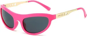 Cat Eye Women Sunglasses Vintage Unique Metal Hollow Circle Legs Shades UV400 Men Fashion Leopard Blue Sun Glasses