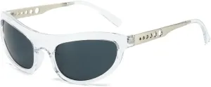 Cat Eye Women Sunglasses Vintage Unique Metal Hollow Circle Legs Shades UV400 Men Fashion Leopard Blue Sun Glasses