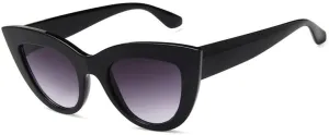Cateye Sunglasses for Women, Retro, Vintage, UV400, Black Frame, Smoke Lens