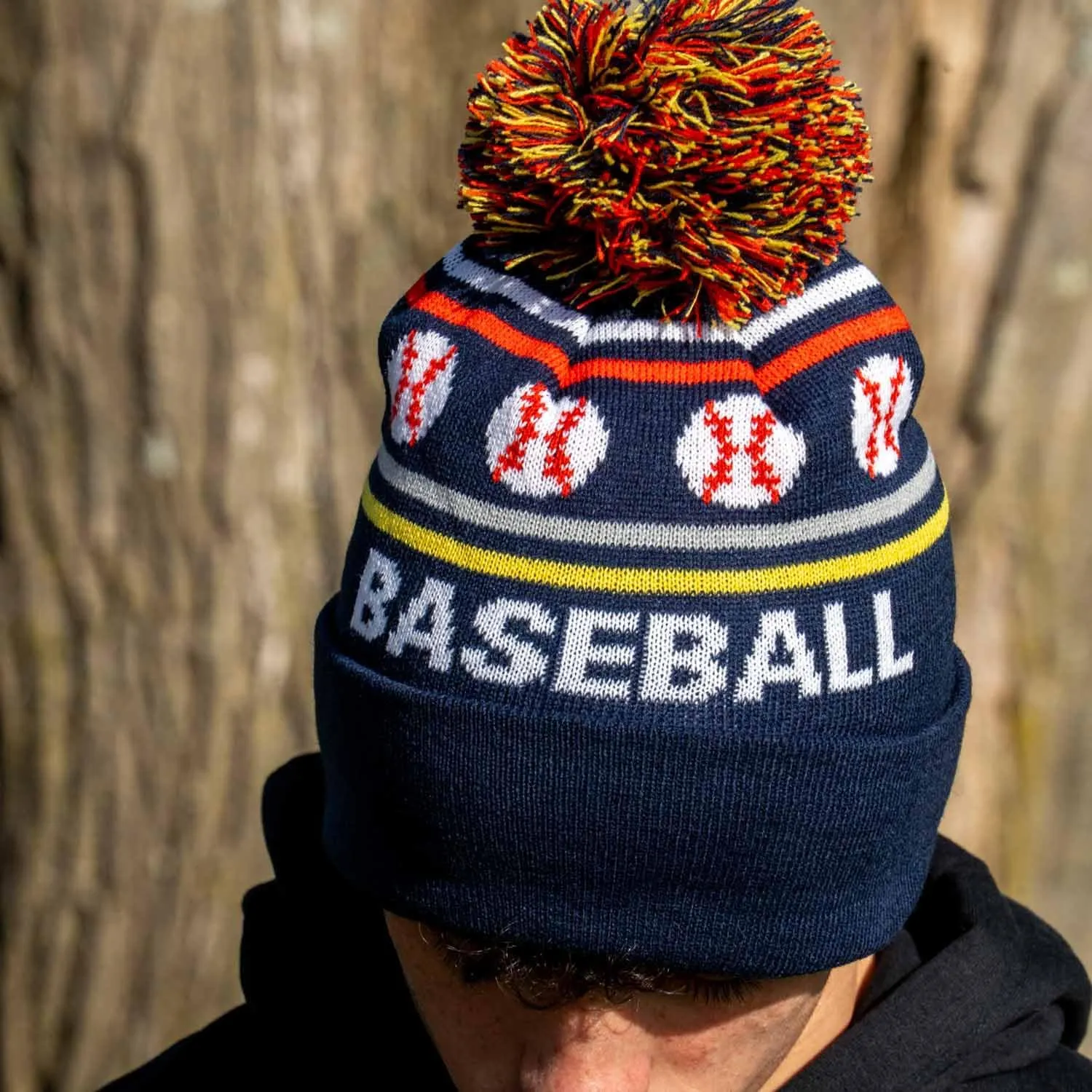 ChalkTalkSPORTS Baseball Knitted Beanie Hat | Baseball Pom Beanies