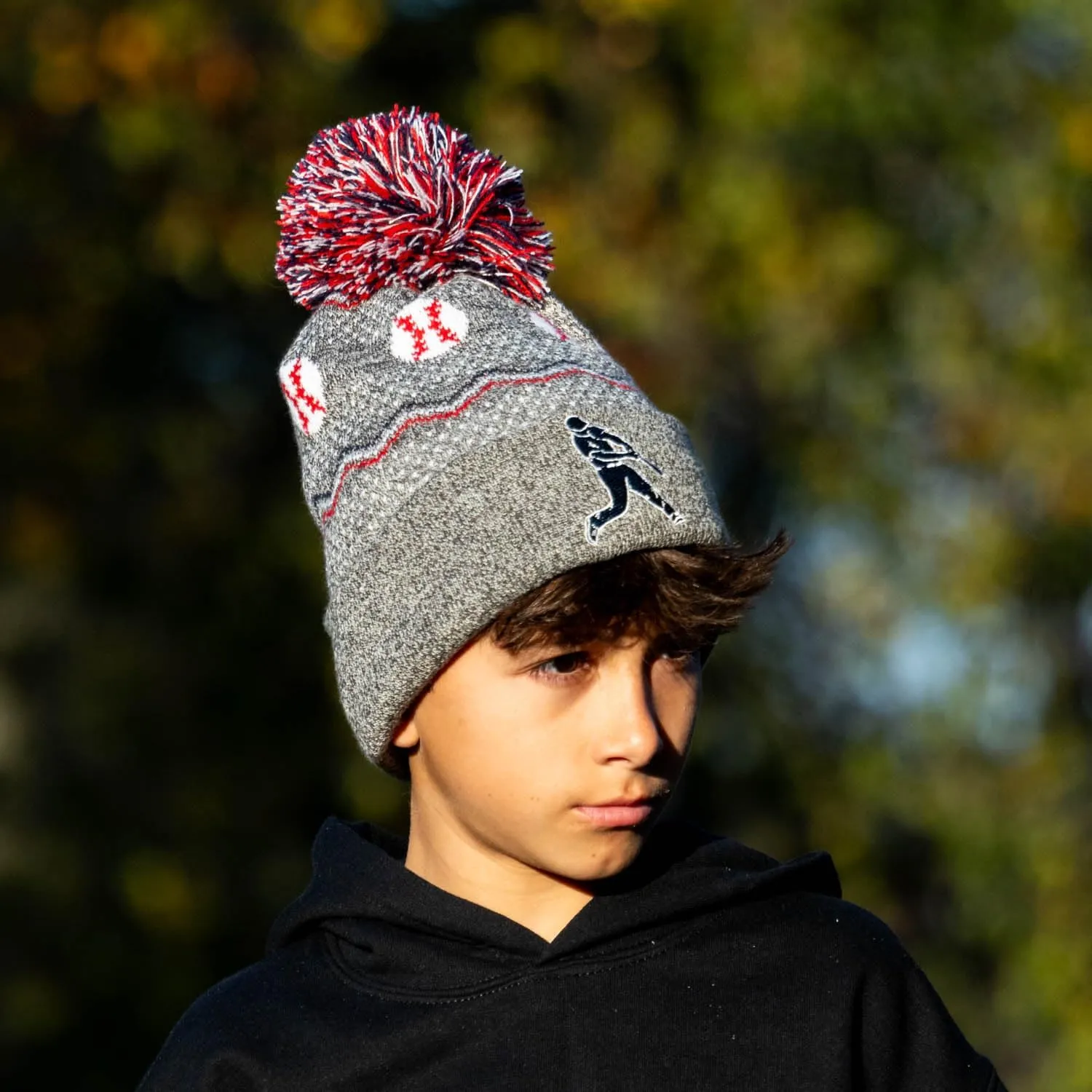 ChalkTalkSPORTS Baseball Knitted Beanie Hat | Baseball Pom Beanies