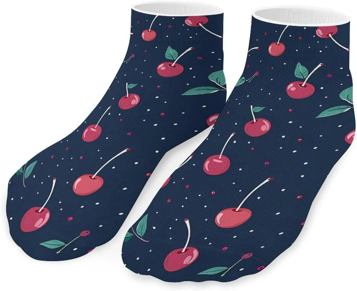 Cherry Pattern Ankle Socks Breathable Low Cut Sports Socks Casual No Show Sock for Women Men