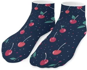 Cherry Pattern Ankle Socks Breathable Low Cut Sports Socks Casual No Show Sock for Women Men