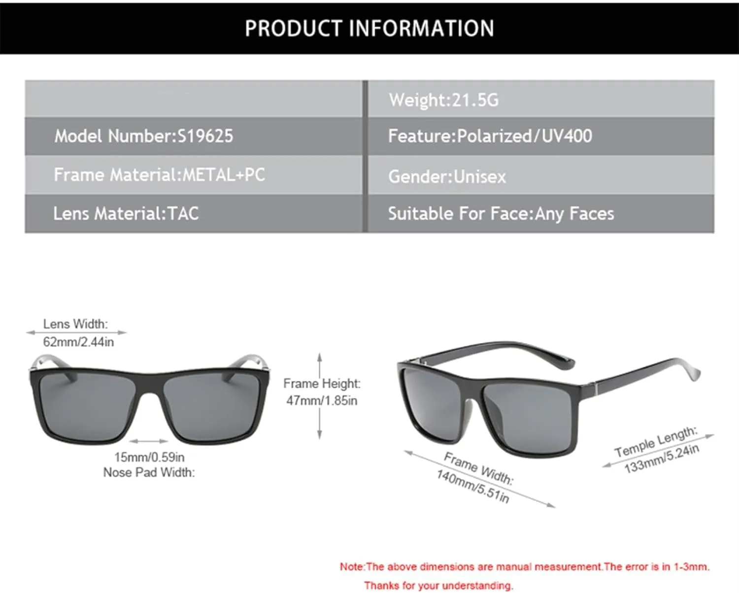 Classic Black Polarized Sunglasses Men Fashion Mirror Vintage Anti Glare Driving Shades Uv400