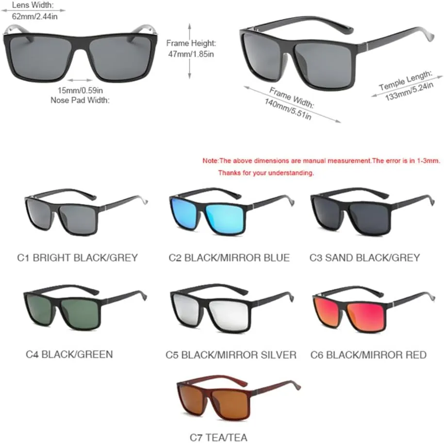 Classic Black Polarized Sunglasses Men Mirror Blue Sun Glasses Vintage Anti Glare Driving Shades UV400