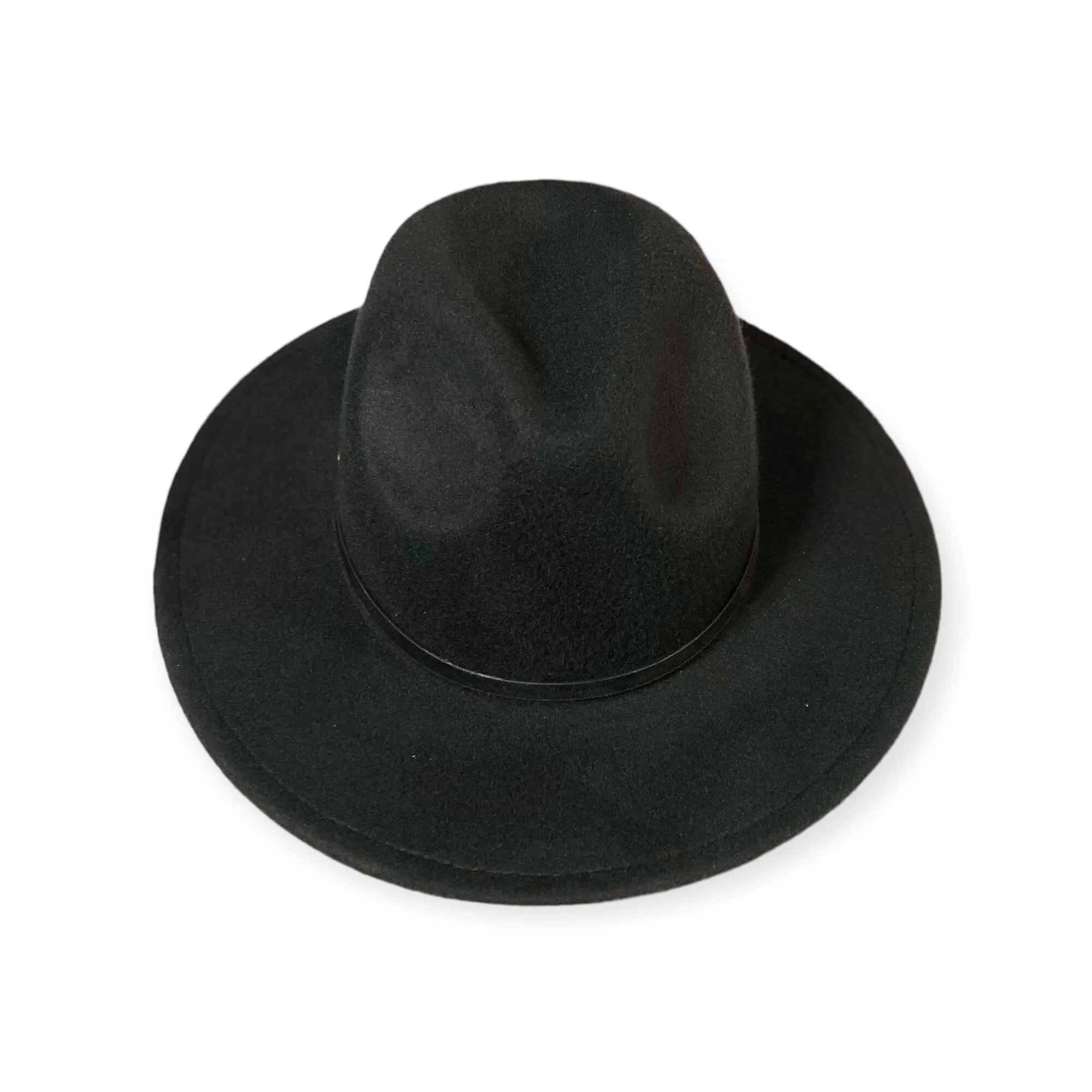 Classic Black Stiff Brim Fedora Hat