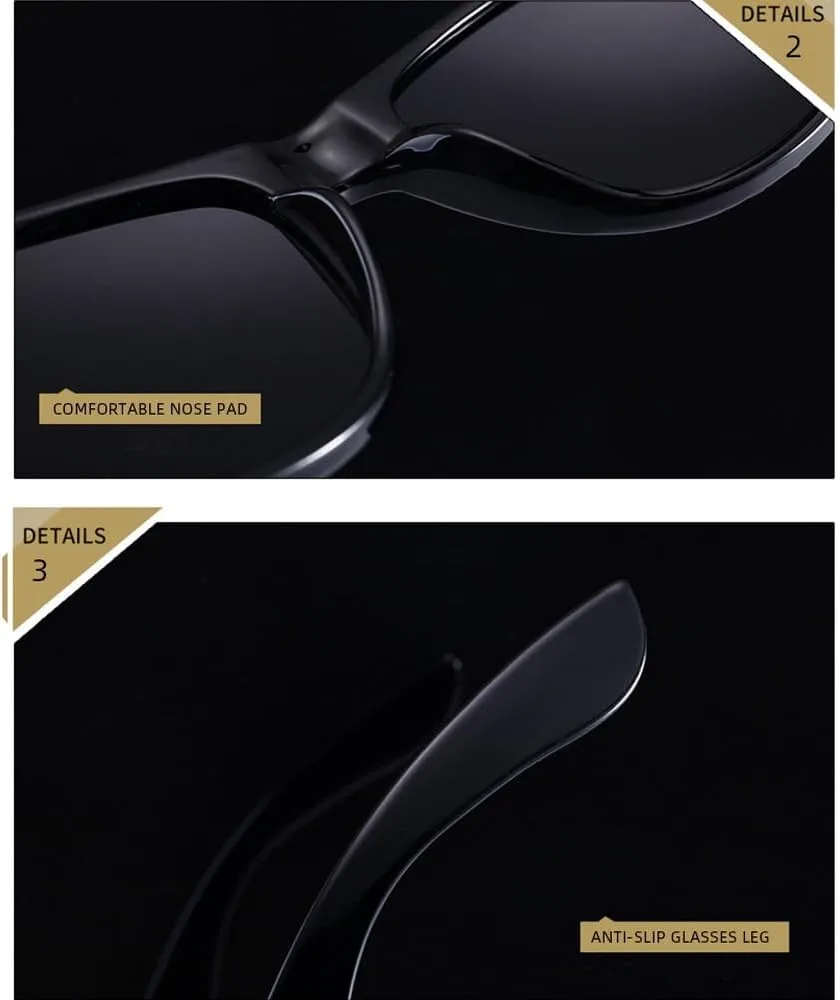 Classic Polarized Sunglasses Men Women Retro Black Sun Glasses Male Fashion Summer Anti Glare Driving Shades