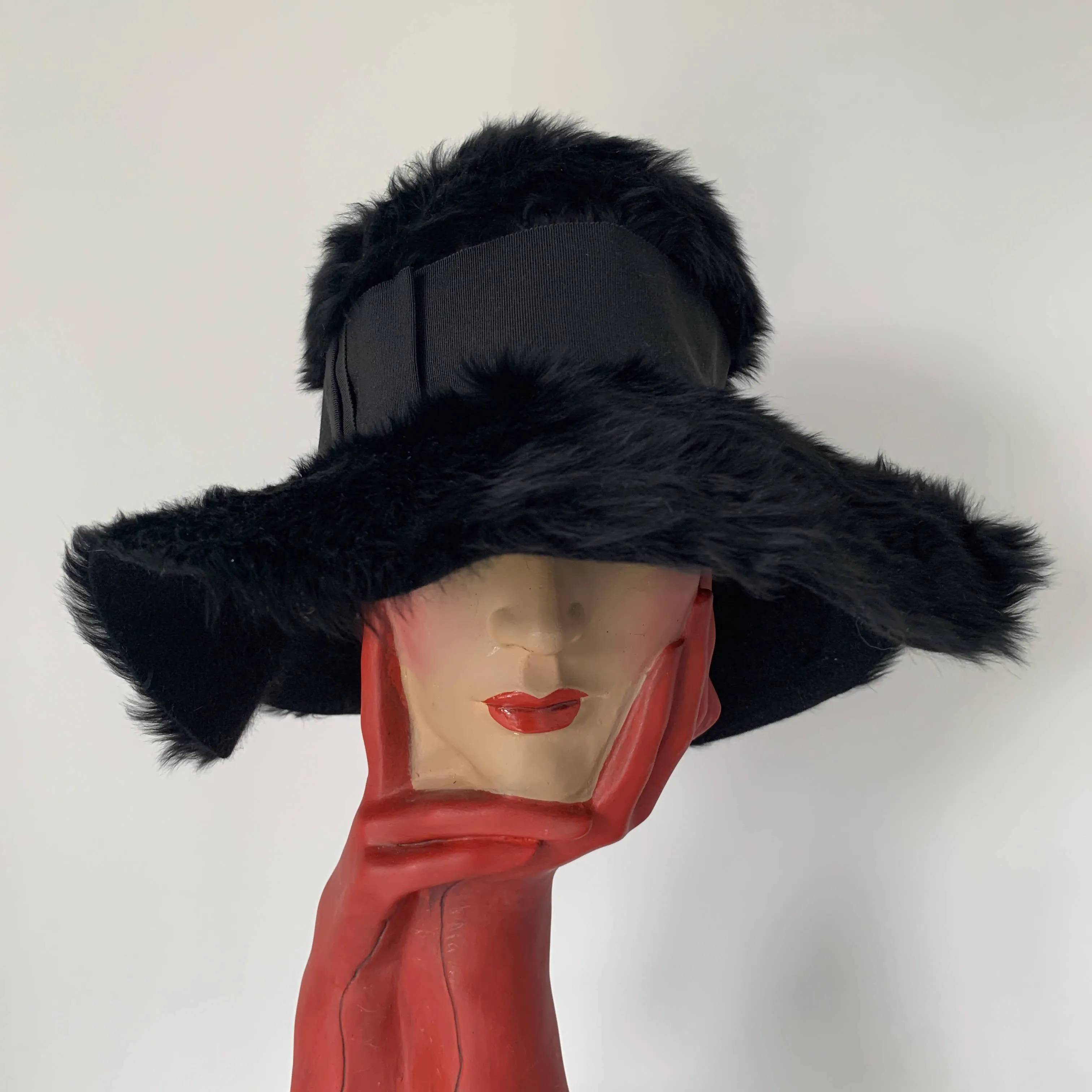 classic Vintage Christian DIor black wool fur couture hat