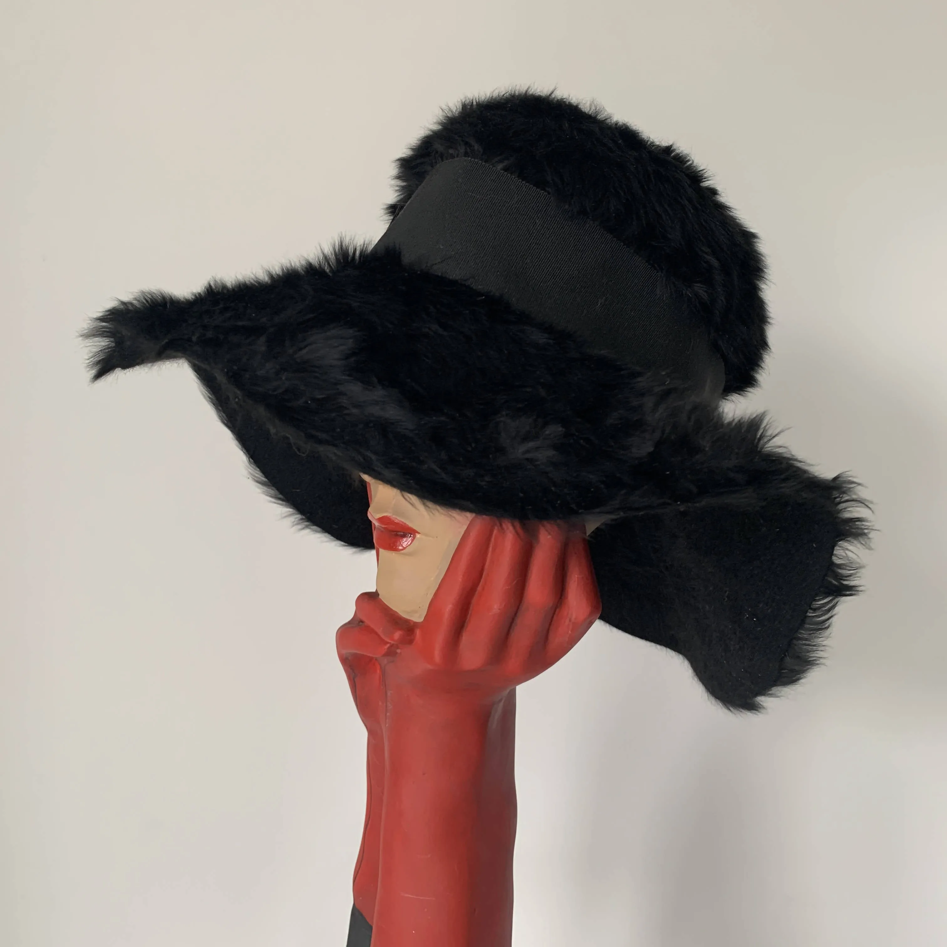 classic Vintage Christian DIor black wool fur couture hat