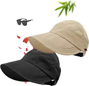 Classupery Outdoor UV Protection Hollow Top Sun Hat,Wide Brim Adjustable Sun Visors for Women Foldable Su N Hat
