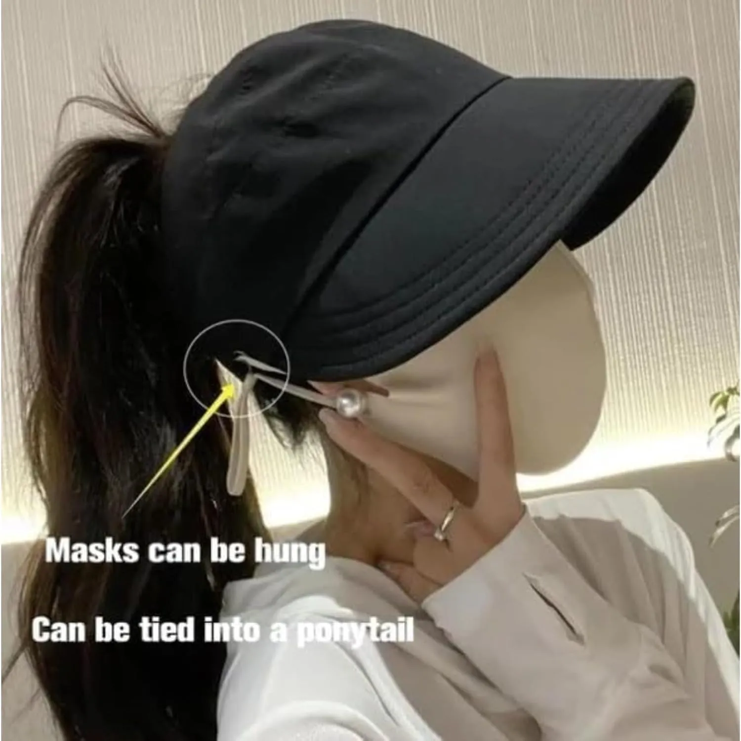 Classupery Outdoor UV Protection Hollow Top Sun Hat,Wide Brim Adjustable Sun Visors for Women Foldable Su N Hat